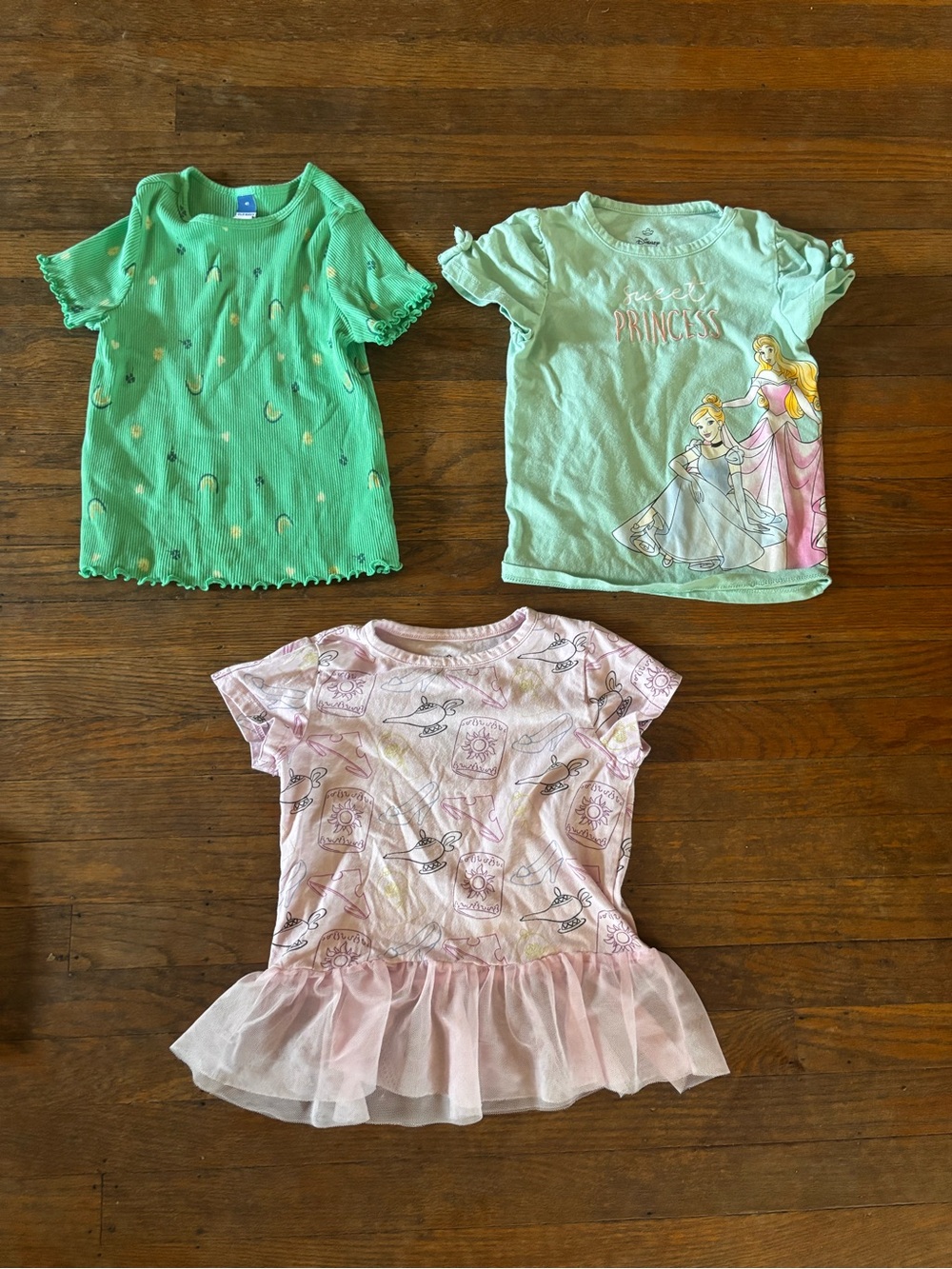 Girls' Pink Tulle Hem Tee - Light Pink Princess Top